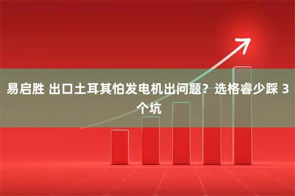 易启胜 出口土耳其怕发电机出问题？选格睿少踩 3 个坑