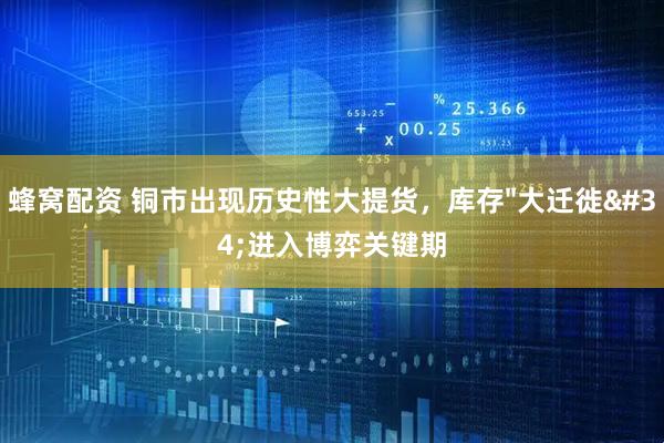 蜂窝配资 铜市出现历史性大提货，库存"大迁徙"进入博弈关键期